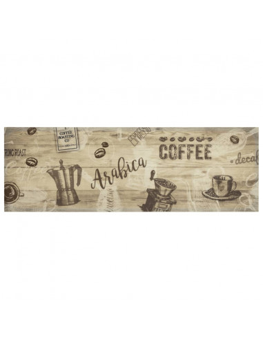 Tappeto da Cucina Lavabile Marrone Caffè 60x180 cm in Velluto
