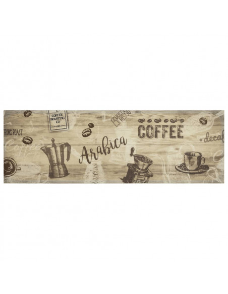 Tappeto da Cucina Lavabile Marrone Caffè 60x180 cm in Velluto