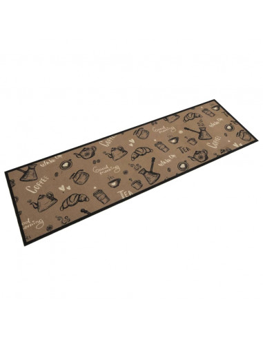 Tappeto da Cucina Lavabile Marrone Mattutino 45x150 cm Velluto