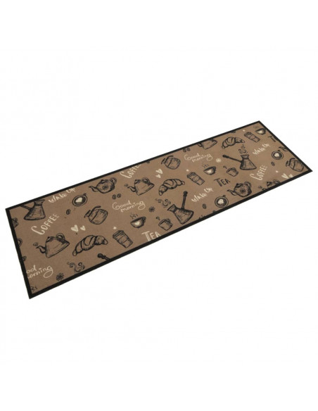 Tappeto da Cucina Lavabile Marrone Mattutino 45x150 cm Velluto