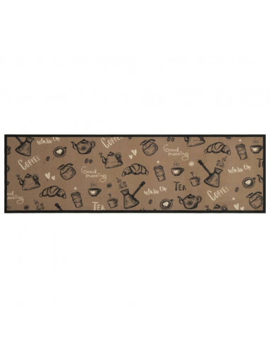 Tappeto da Cucina Lavabile Marrone Mattutino 45x150 cm Velluto