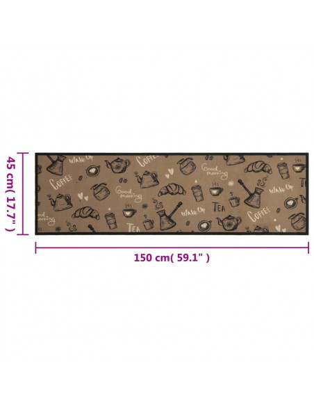 Tappeto da Cucina Lavabile Marrone Mattutino 45x150 cm Velluto
