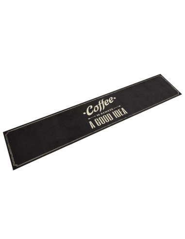 Tappeto da Cucina Lavabile Testo Caffè 60x300 cm in Velluto