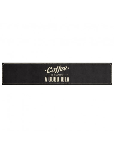 Tappeto da Cucina Lavabile Testo Caffè 60x300 cm in Velluto