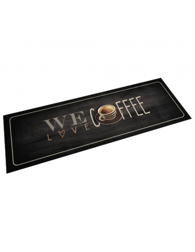 Tappeto da Cucina Lavabile Testo Caffè 60x180 cm in Velluto
