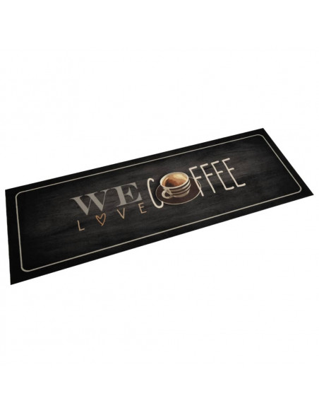 Tappeto da Cucina Lavabile Testo Caffè 60x180 cm in Velluto