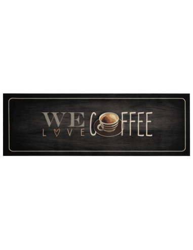 Tappeto da Cucina Lavabile Testo Caffè 60x180 cm in Velluto