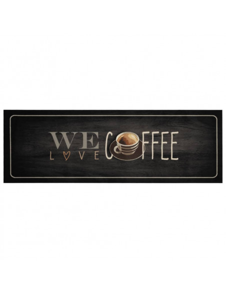 Tappeto da Cucina Lavabile Testo Caffè 60x180 cm in Velluto