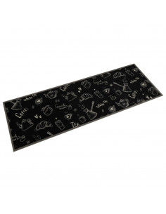 Tappeto da Cucina Lavabile Nero Mattutino 60x180 cm in Velluto