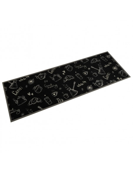 Tappeto da Cucina Lavabile Nero Mattutino 60x180 cm in Velluto