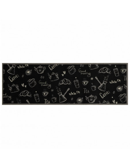Tappeto da Cucina Lavabile Nero Mattutino 60x180 cm in Velluto