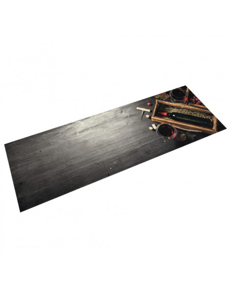 Tappeto da Cucina Lavabile Bottiglia Vino 60x180 cm in Velluto