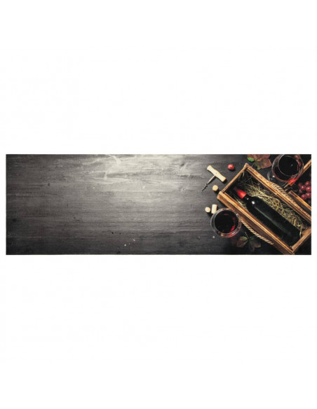Tappeto da Cucina Lavabile Bottiglia Vino 60x180 cm in Velluto