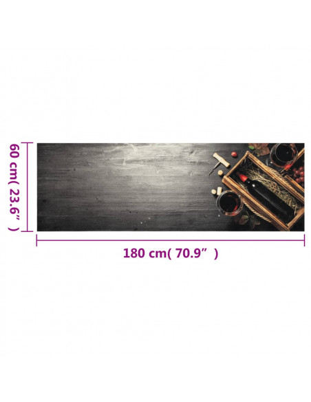 Tappeto da Cucina Lavabile Bottiglia Vino 60x180 cm in Velluto