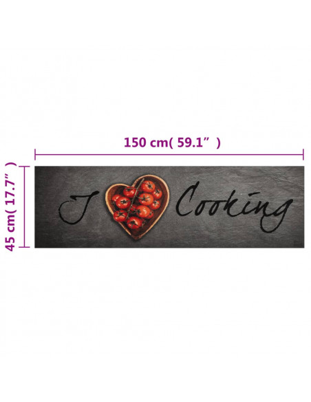 Tappeto da Cucina Lavabile Testo Cucinare 45x150 cm in Velluto