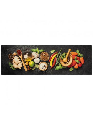 Tappeto da Cucina Lavabile Spezie 60x180 cm Velluto