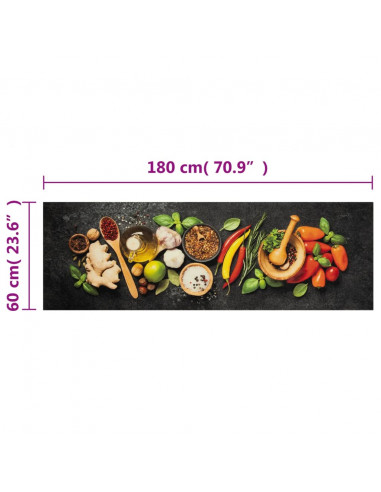Tappeto da Cucina Lavabile Spezie 60x180 cm Velluto