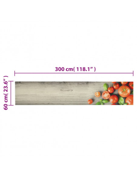 Tappeto da Cucina Lavabile Pomodori 60x300 cm in Velluto