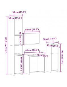 Set Mobili da Bagno 4 pz Rovere Sonoma in Legno Multistrato
