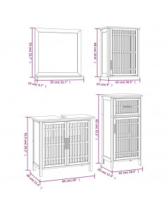 Set Mobili da Bagno 4pz in Legno Massello di Noce