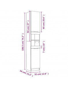 Set Mobili da Bagno 5 pz Grigio Sonoma in Legno Multistrato