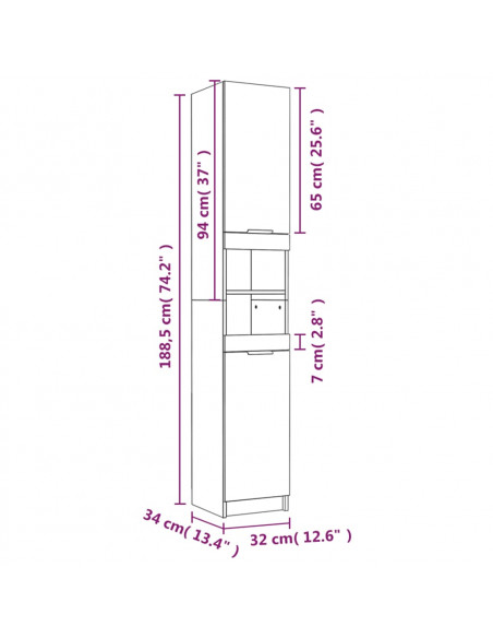 Set Mobili da Bagno 5 pz Grigio Sonoma in Legno Multistrato
