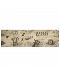 Tappeto da Cucina Lavabile Marrone Caffè 45x150 cm in Velluto 2