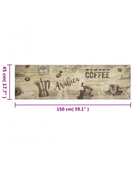 Tappeto da Cucina Lavabile Marrone Caffè 45x150 cm in Velluto