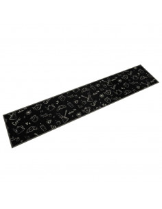 Tappeto da Cucina Lavabile Nero Mattutino 60x300 cm in Velluto