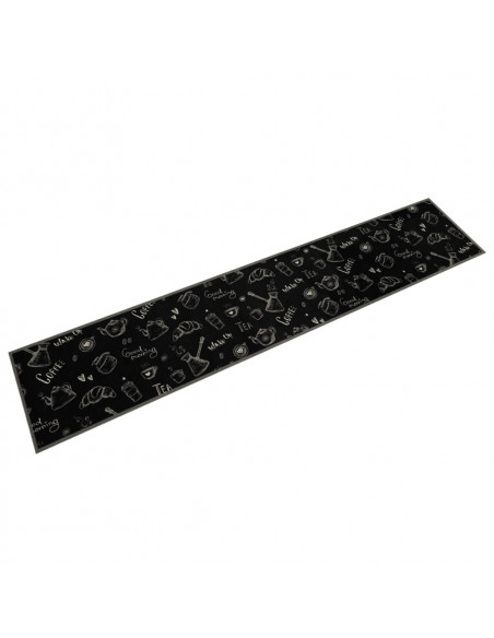 Tappeto da Cucina Lavabile Nero Mattutino 60x300 cm in Velluto