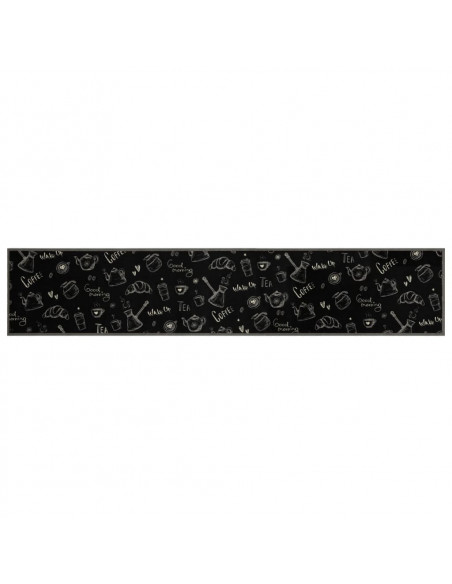 Tappeto da Cucina Lavabile Nero Mattutino 60x300 cm in Velluto