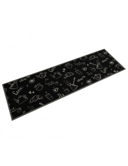 Tappeto da Cucina Lavabile Nero Mattutino 45x150 cm in Velluto