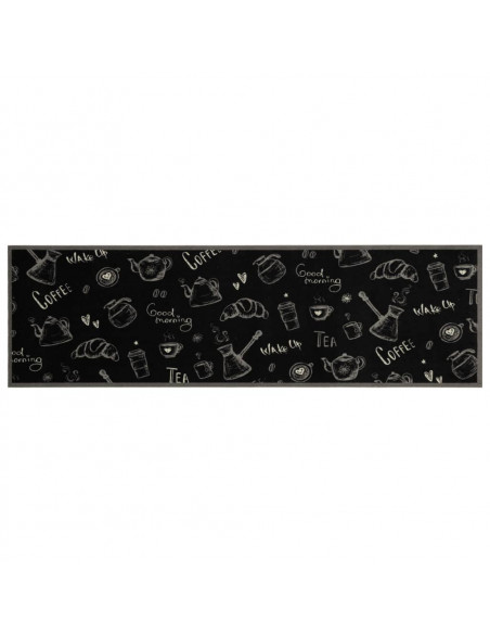 Tappeto da Cucina Lavabile Nero Mattutino 45x150 cm in Velluto