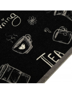 Tappeto da Cucina Lavabile Nero Mattutino 45x150 cm in Velluto 2
