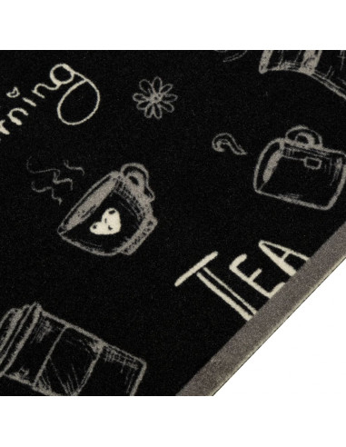 Tappeto da Cucina Lavabile Nero Mattutino 45x150 cm in Velluto