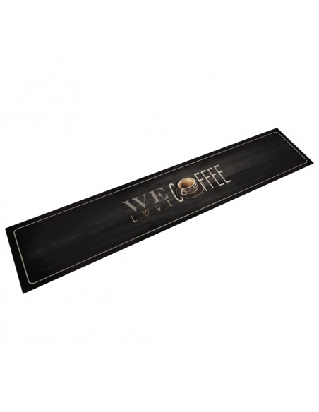 Tappeto da Cucina Lavabile Testo Caffè 60x300 cm in Velluto