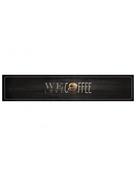 Tappeto da Cucina Lavabile Testo Caffè 60x300 cm in Velluto