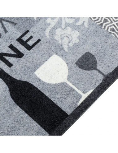 Tappeto da Cucina Lavabile Grigio Vino 45x150 cm in Velluto