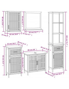 Set Mobili da Bagno 5pz in Legno Massello di Noce