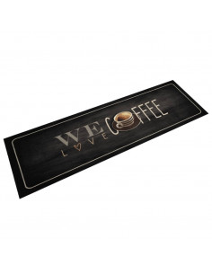 Tappeto da Cucina Lavabile Testo Caffè 45x150 cm in Velluto