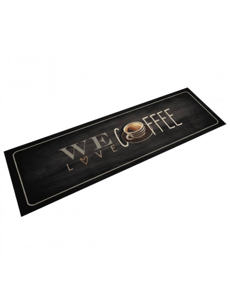 Tappeto da Cucina Lavabile Testo Caffè 45x150 cm in Velluto