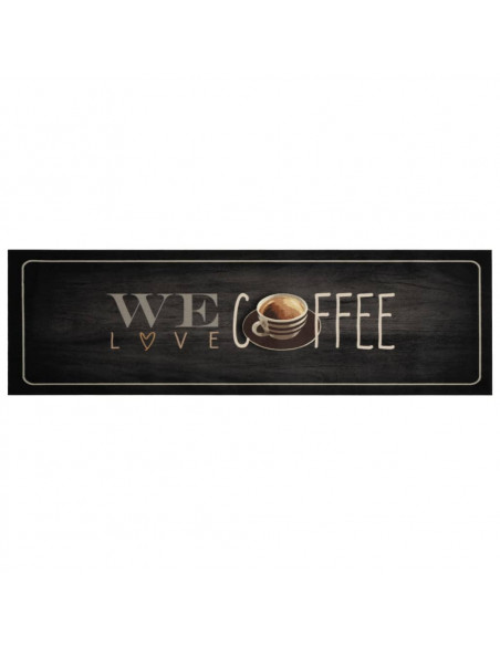 Tappeto da Cucina Lavabile Testo Caffè 45x150 cm in Velluto