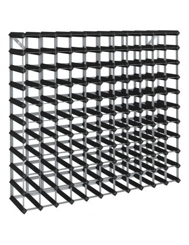 Portavini da 120 Bottiglie Nero in Legno Massello di Pino