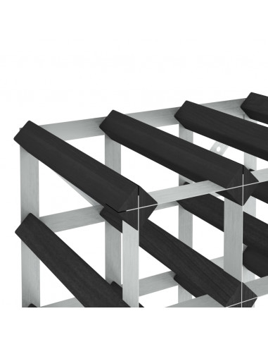 Portavini da 120 Bottiglie Nero in Legno Massello di Pino