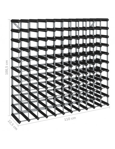 Portavini da 120 Bottiglie Nero in Legno Massello di Pino