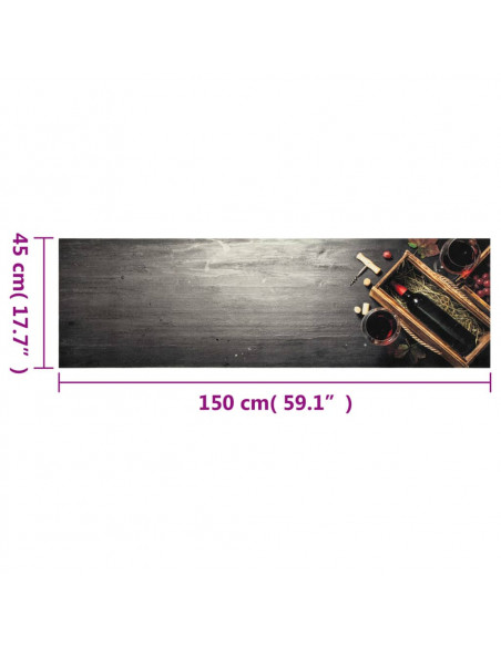 Tappeto da Cucina Lavabile Bottiglia Vino 45x150 cm in Velluto