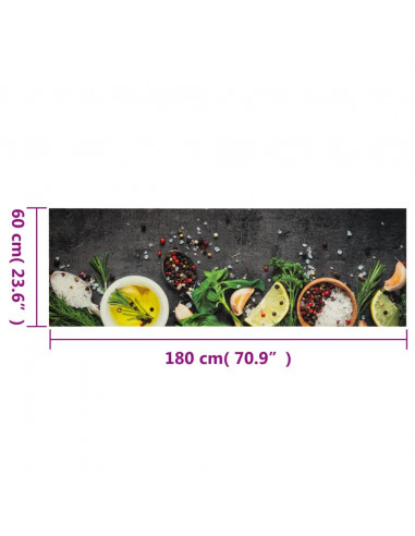 Tappeto da Cucina Lavabile Spezie 60x180 cm Velluto