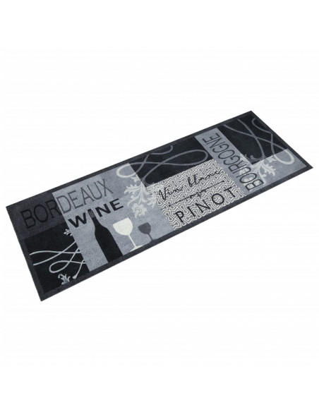 Tappeto da Cucina Lavabile Grigio Vino 60x180 cm in Velluto