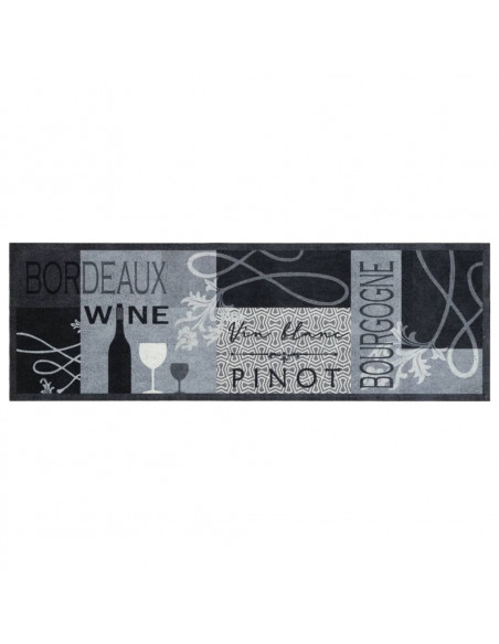 Tappeto da Cucina Lavabile Grigio Vino 60x180 cm in Velluto