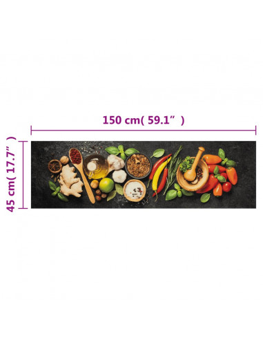 Tappeto da Cucina Lavabile Spezie 45x150 cm Velluto
